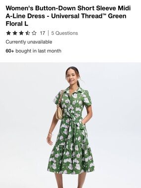 Universal Thread Green Floral Button-Front Midi Dress